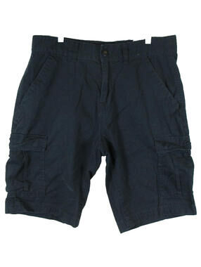 Primark Mens High Waist Cargo Shorts Flat Front Button Fly Size 34 Black